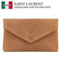 Saint Laurent Bag Handbag Antiqued Pink Suede Envelope Clutch Aaeel
